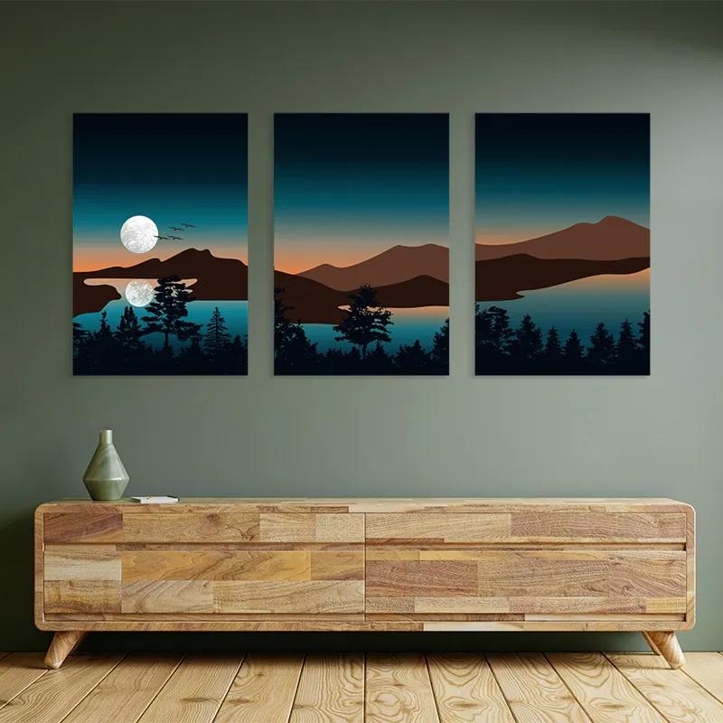 Mehrteiliges Leinwandbild Full Moon Mountain mockup 2