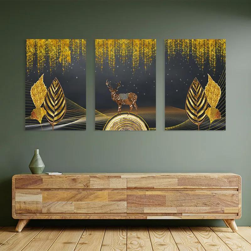 Mehrteiliges Leinwandbild Golden Deer mockup 2