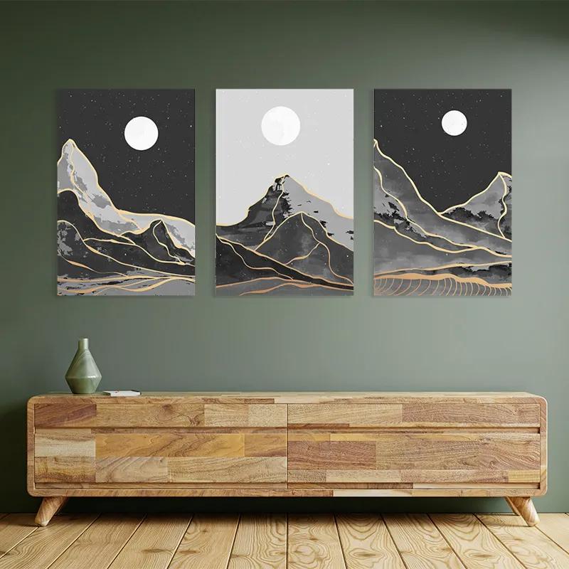 Mehrteiliges Leinwandbild Grey Moon Mountain mockup 2