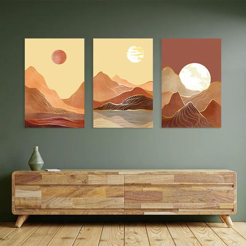 Mehrteiliges Leinwandbild Orange Mountain Set mockup 2