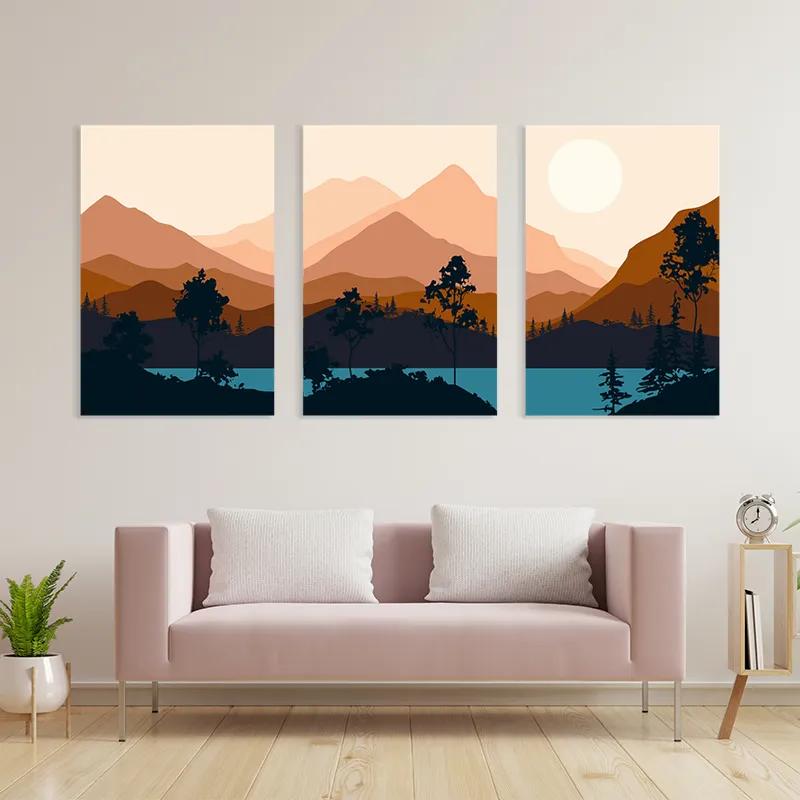 Mehrteiliges Leinwandbild Cream Moon Mountain mockup 3