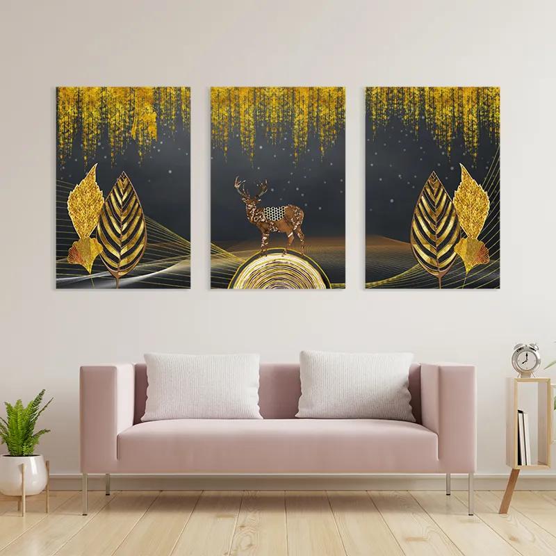 Mehrteiliges Leinwandbild Golden Deer mockup 3