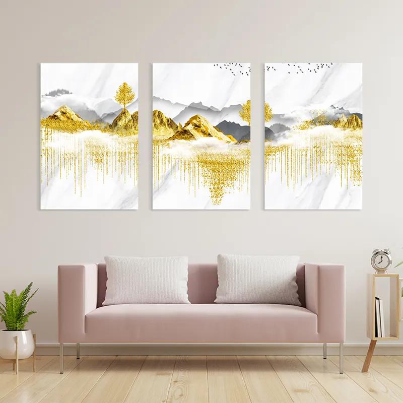 Mehrteiliges Leinwandbild Golden White Mountains mockup 3