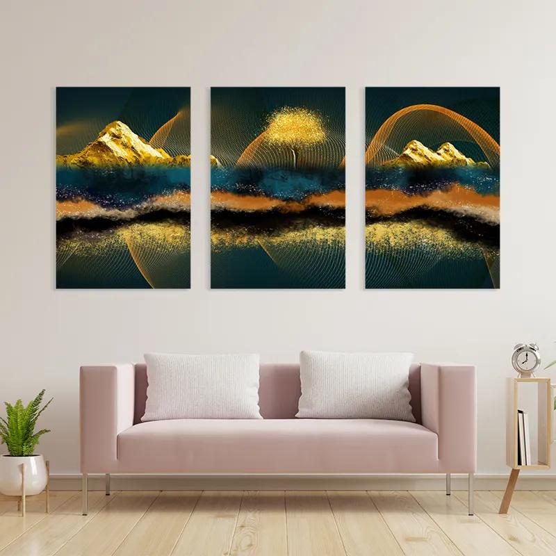 Mehrteiliges Leinwandbild Mountain Waves mockup 3