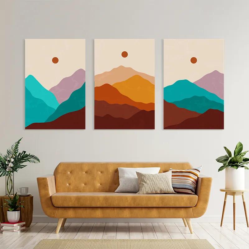 Mehrteiliges Leinwandbild Brown Moon Mountain mockup 4