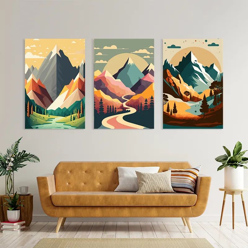 Colorful Mountain Set mockup 4
