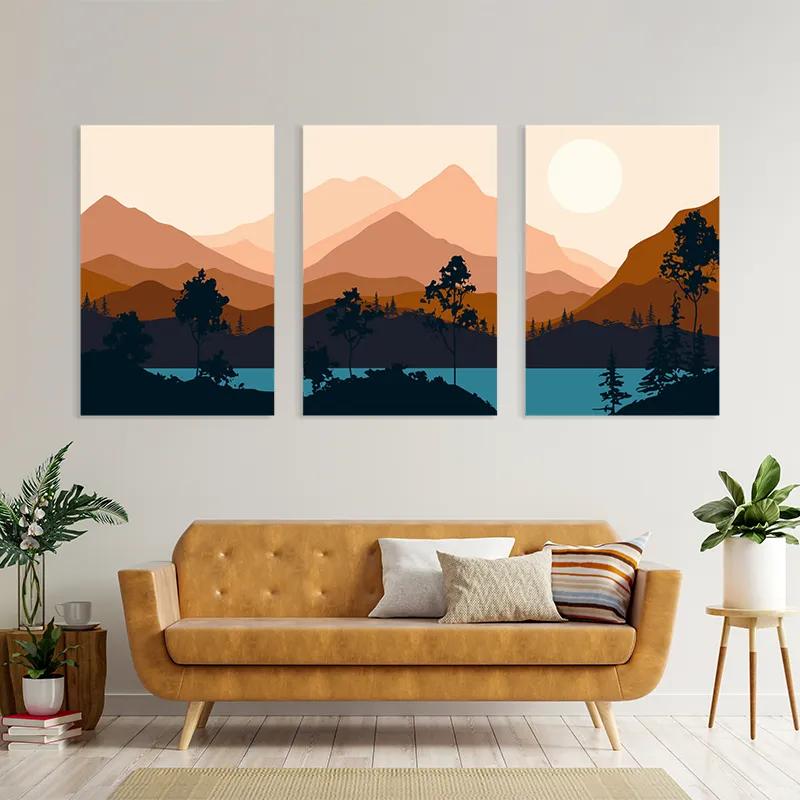 Mehrteiliges Leinwandbild Cream Moon Mountain mockup 4