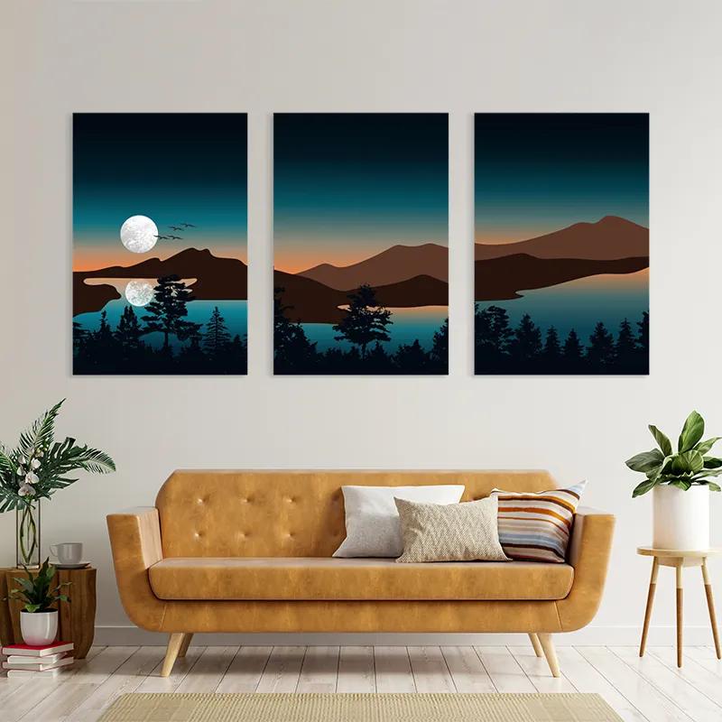 Mehrteiliges Leinwandbild Full Moon Mountain mockup 4