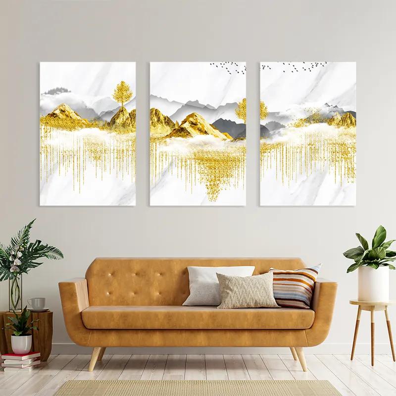 Mehrteiliges Leinwandbild Golden White Mountains mockup 4