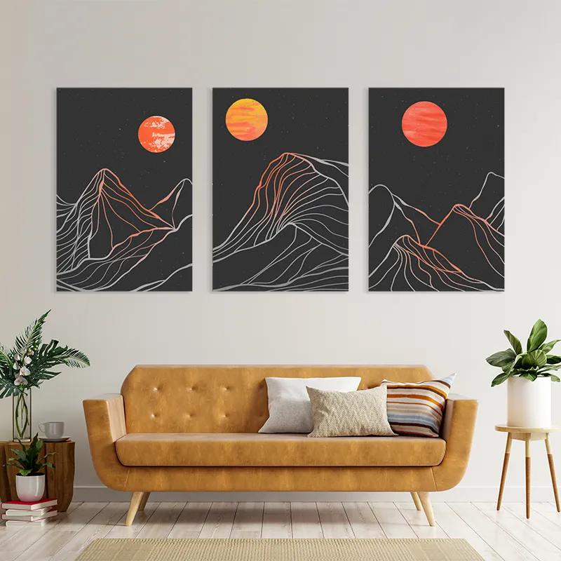 Mehrteiliges Leinwandbild Orange Moon Line mockup 4