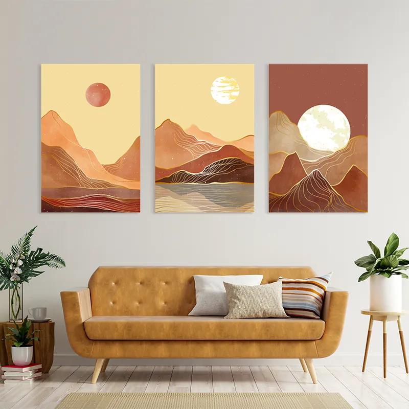 Mehrteiliges Leinwandbild Orange Mountain Set mockup 4