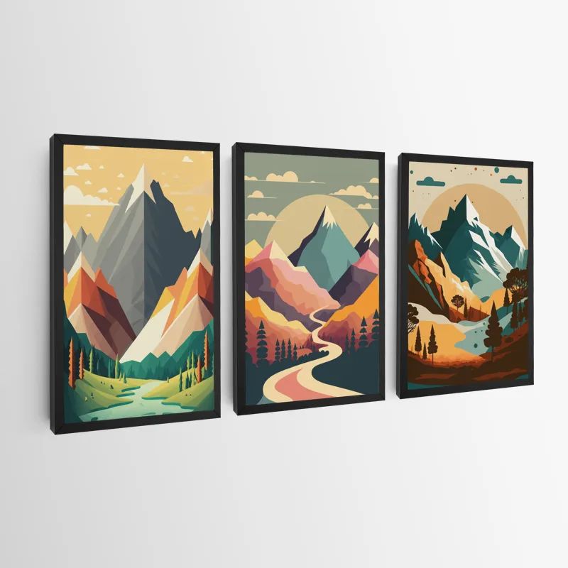 Colorful Mountain Set mockup 0