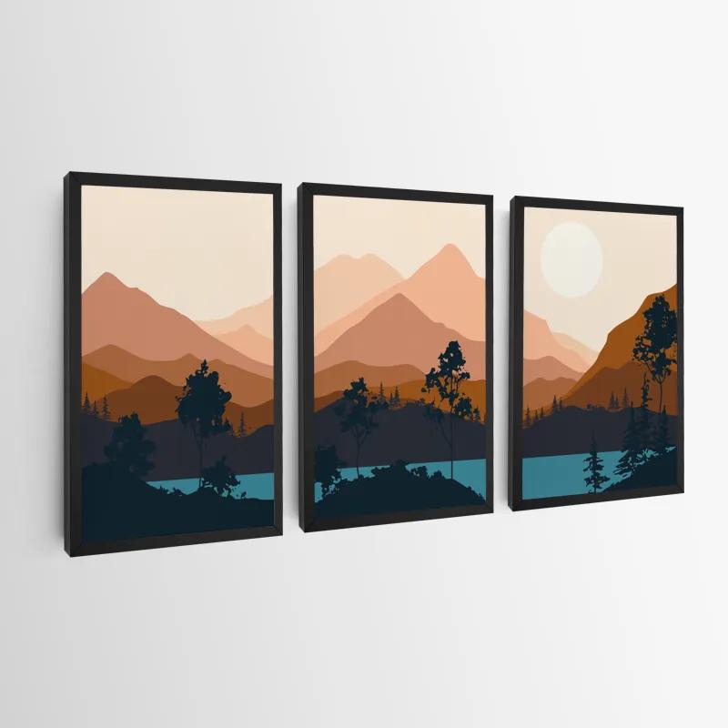 Mehrteiliges Leinwandbild Cream Moon Mountain mockup 0