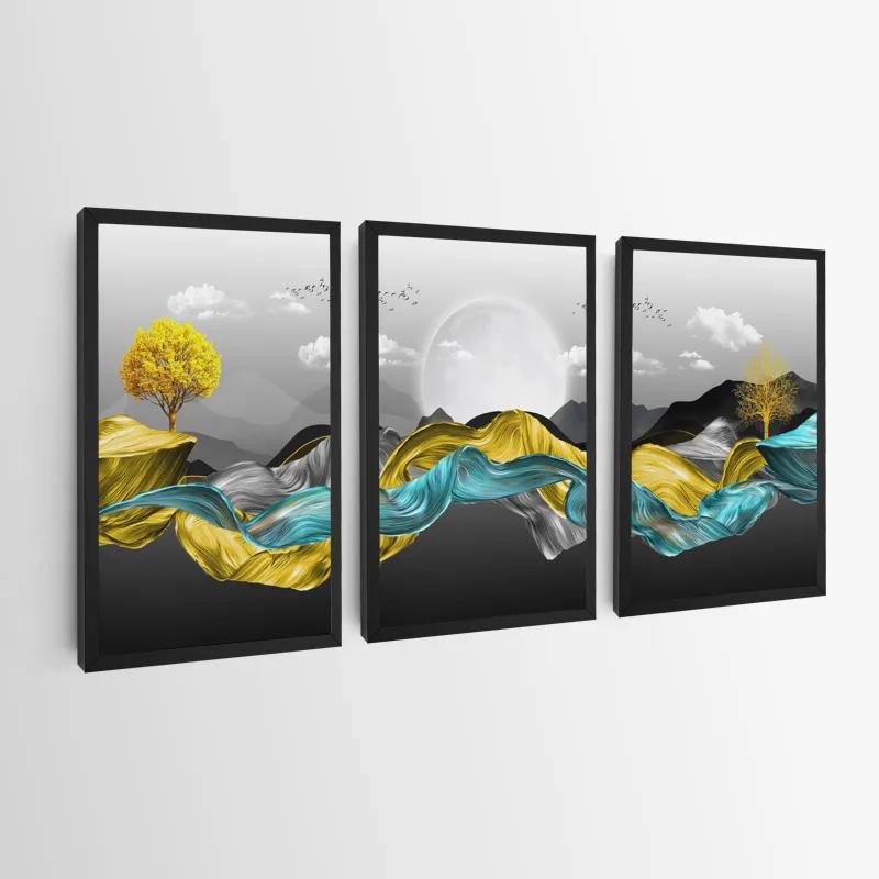 Mehrteiliges Leinwandbild Gold Mountain Waves mockup 0