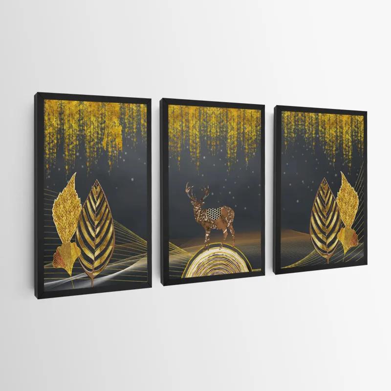 Mehrteiliges Leinwandbild Golden Deer mockup 0
