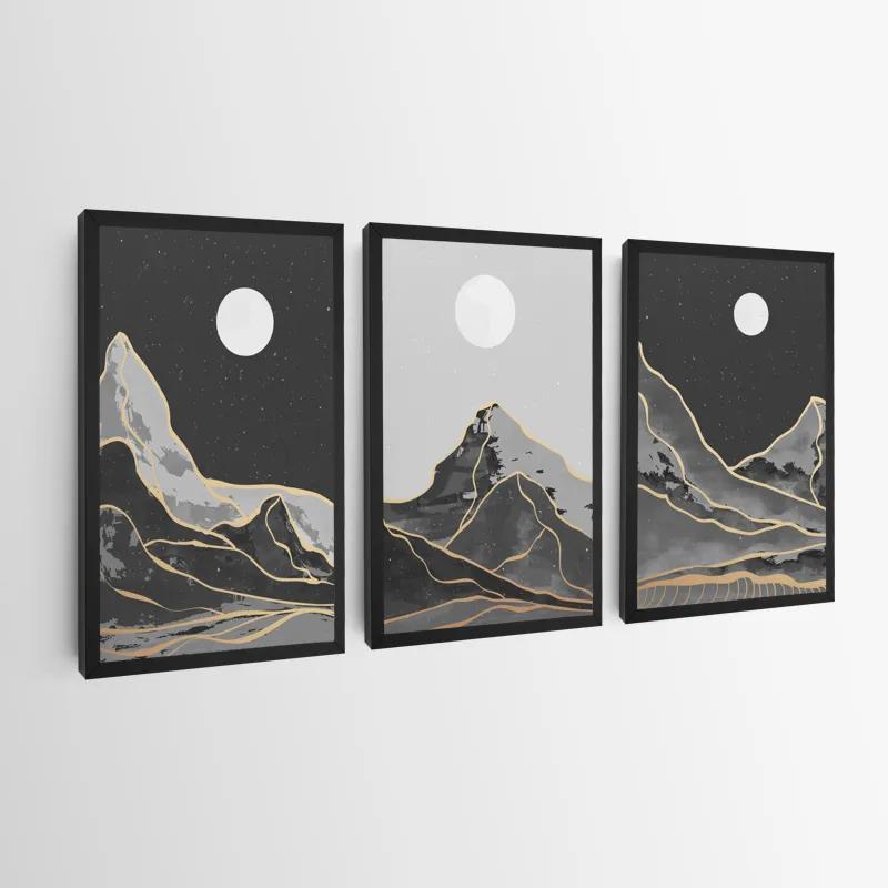 Mehrteiliges Leinwandbild Grey Moon Mountain mockup 0