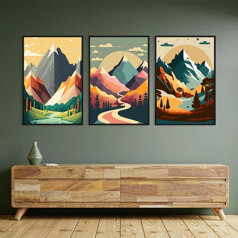 Mehrteiliges Leinwandbild Colorful Mountain Set mockup 2