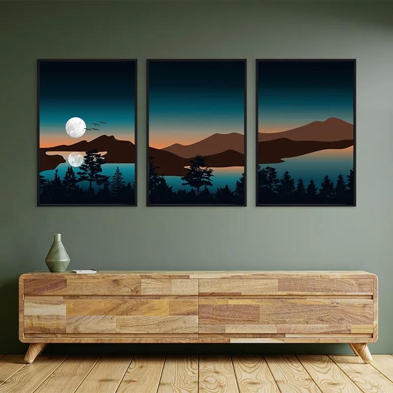 Mehrteiliges Leinwandbild Full Moon Mountain mockup 2