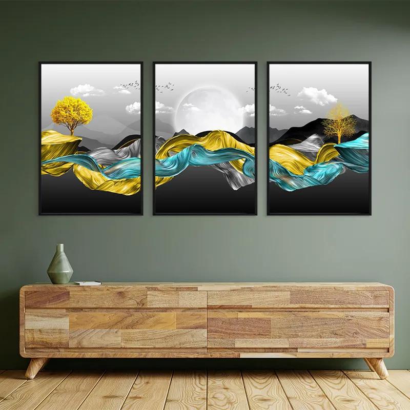 Mehrteiliges Leinwandbild Gold Mountain Waves mockup 2