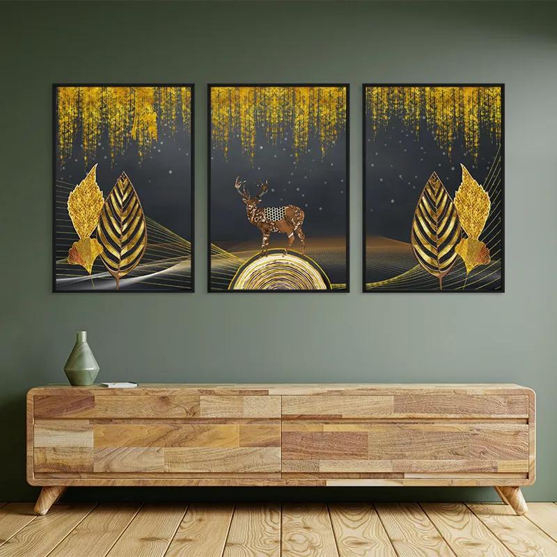Mehrteiliges Leinwandbild Golden Deer mockup 2