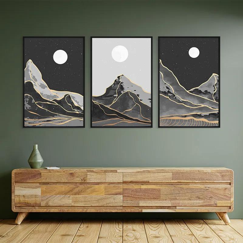 Mehrteiliges Leinwandbild Grey Moon Mountain mockup 2