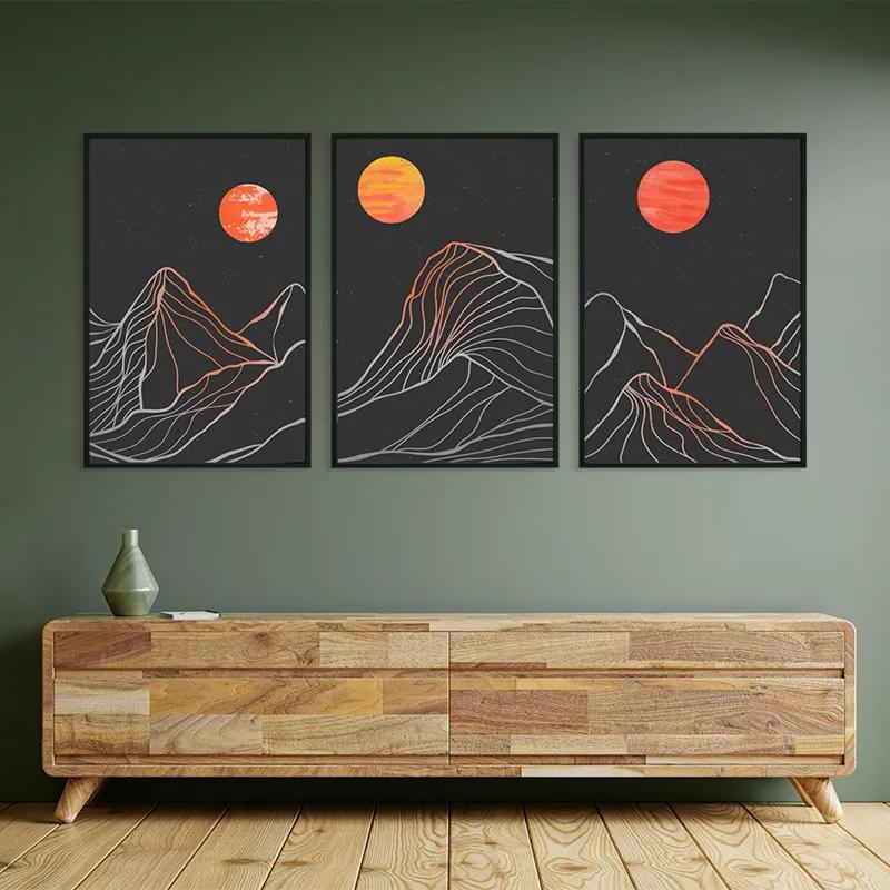 Mehrteiliges Leinwandbild Orange Moon Line mockup 2
