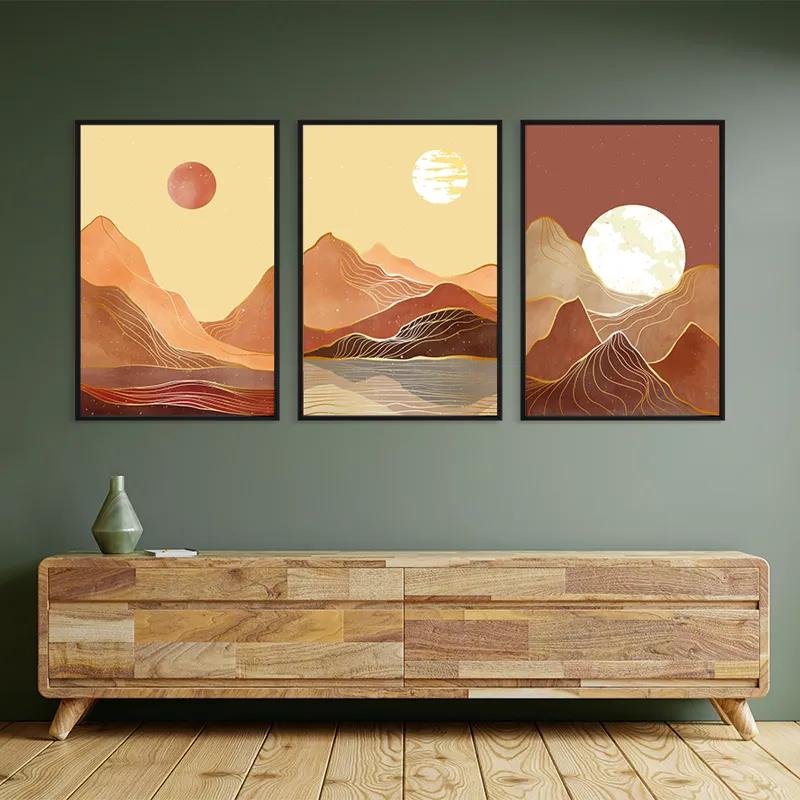 Mehrteiliges Leinwandbild Orange Mountain Set mockup 2
