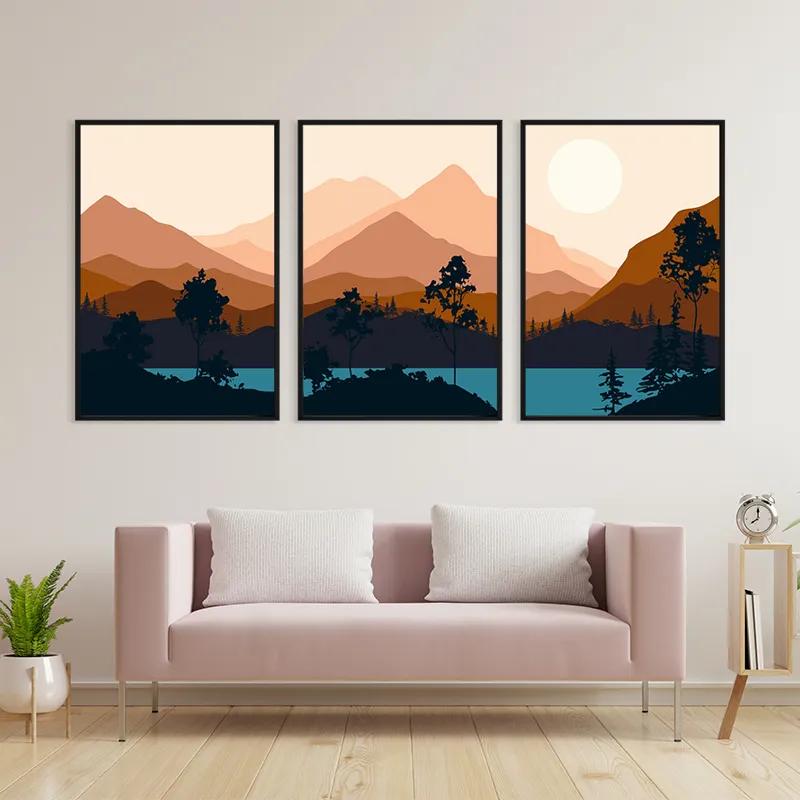 Mehrteiliges Leinwandbild Cream Moon Mountain mockup 3