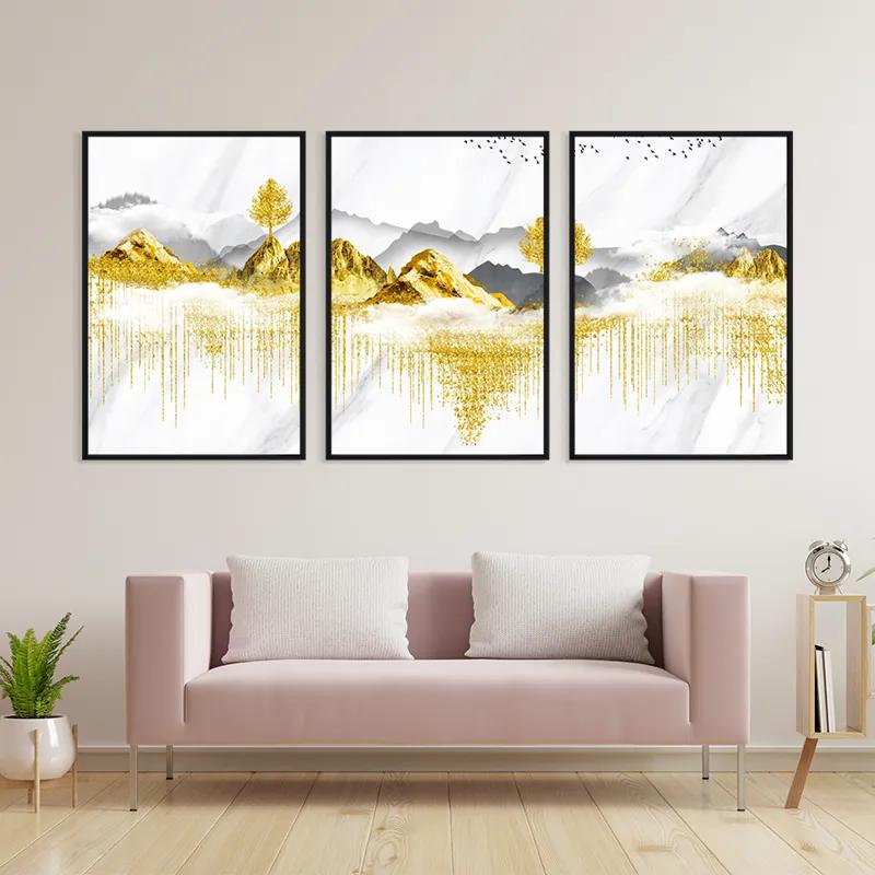 Mehrteiliges Leinwandbild Golden White Mountains mockup 3