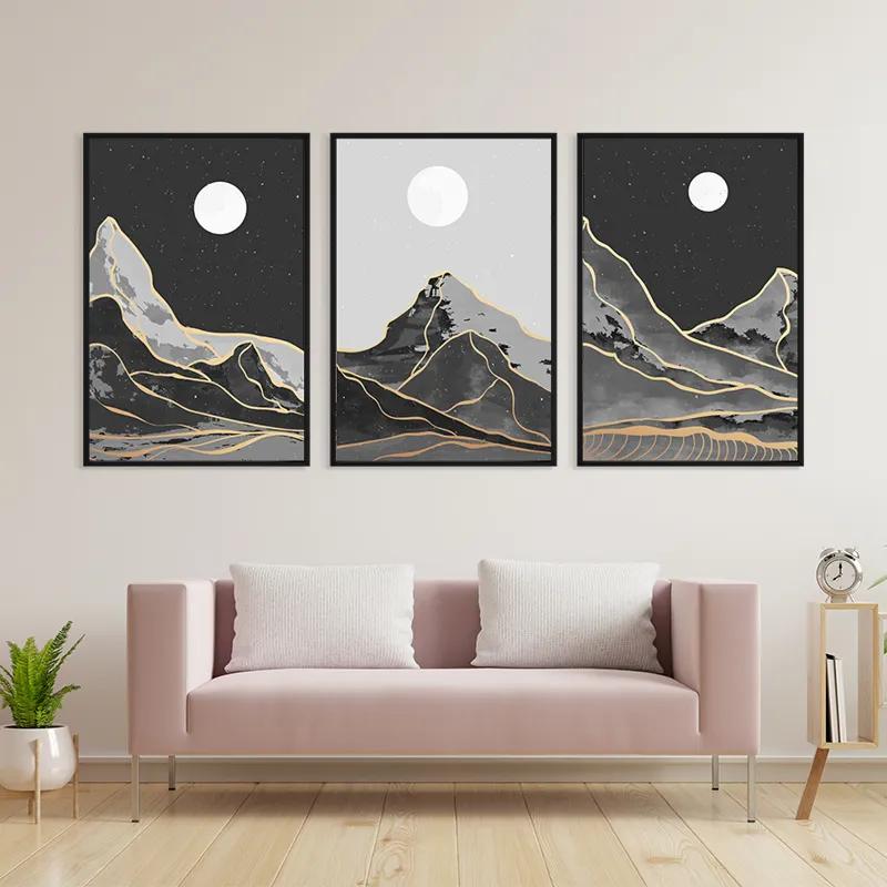 Mehrteiliges Leinwandbild Grey Moon Mountain mockup 3