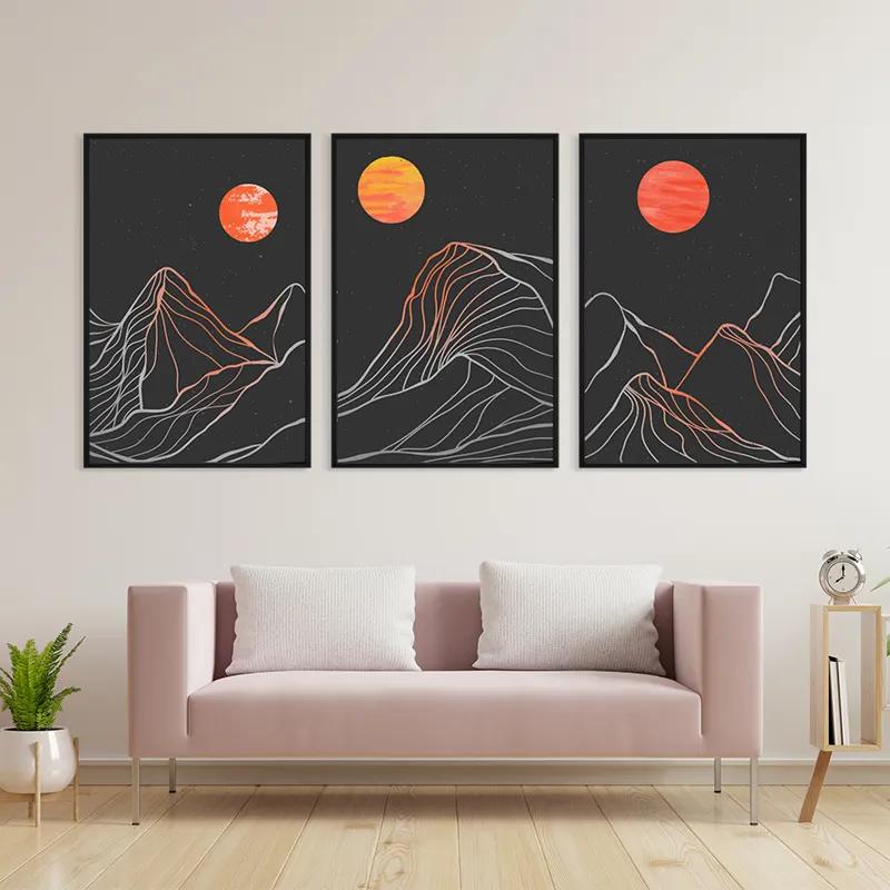 Mehrteiliges Leinwandbild Orange Moon Line mockup 3