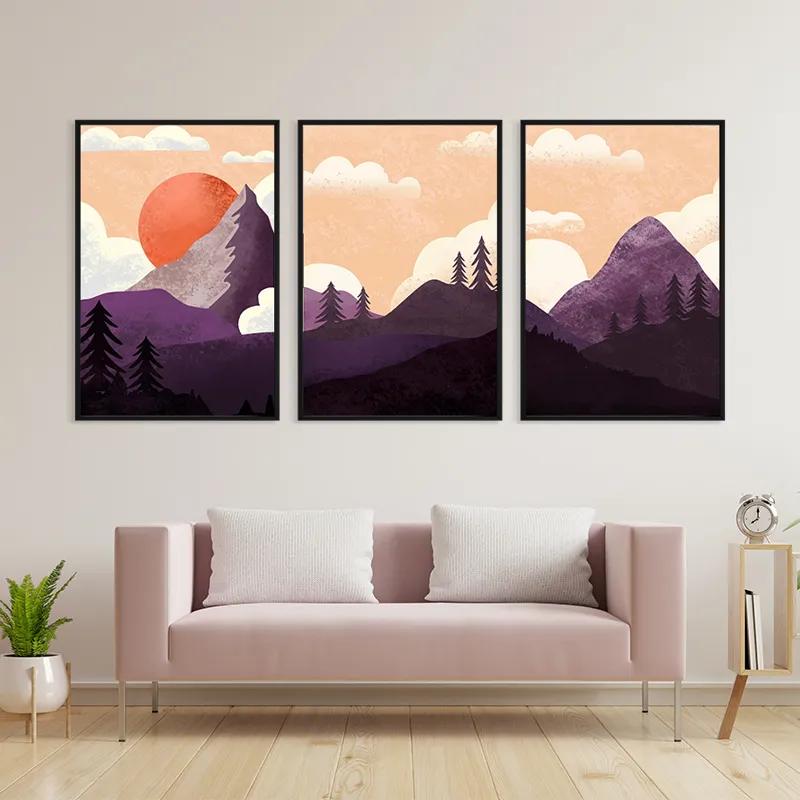 Mehrteiliges Leinwandbild Purple Mountain mockup 3