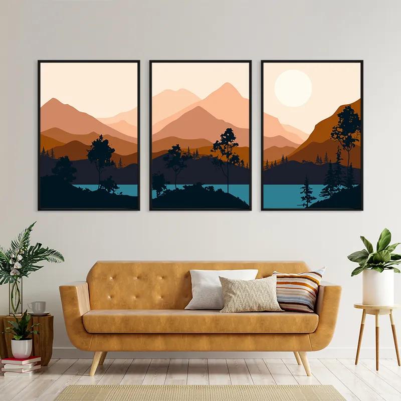 Mehrteiliges Leinwandbild Cream Moon Mountain mockup 4