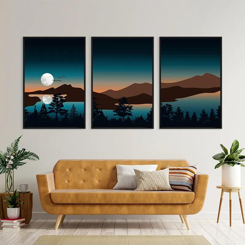 Mehrteiliges Leinwandbild Full Moon Mountain mockup 4