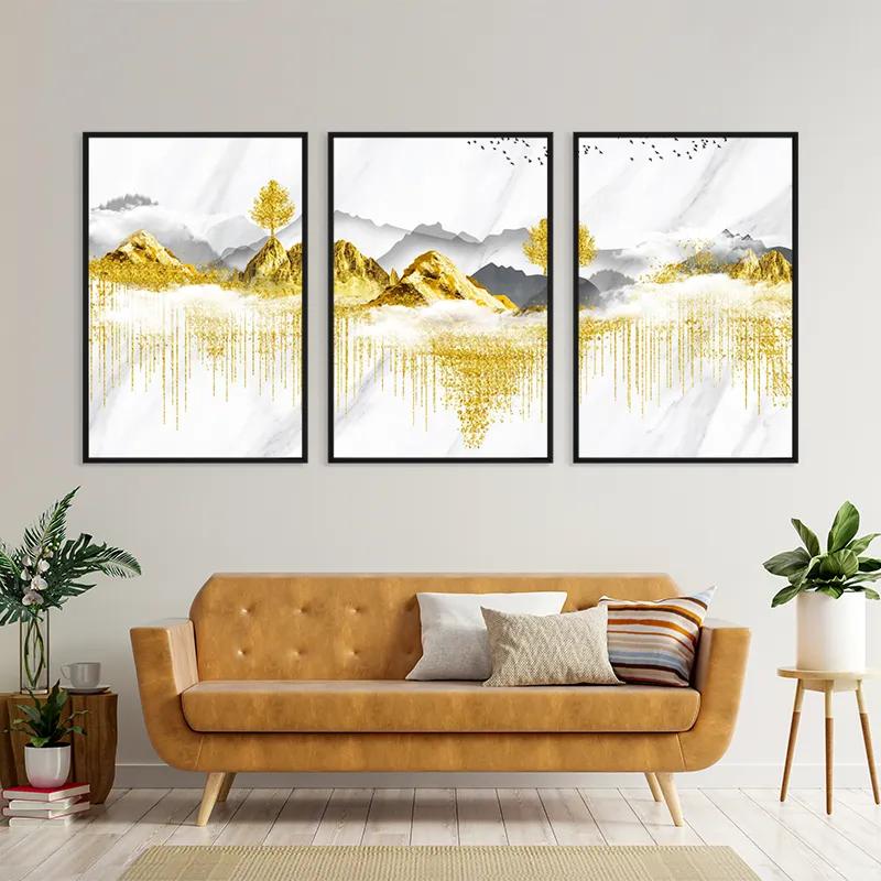 Mehrteiliges Leinwandbild Golden White Mountains mockup 4