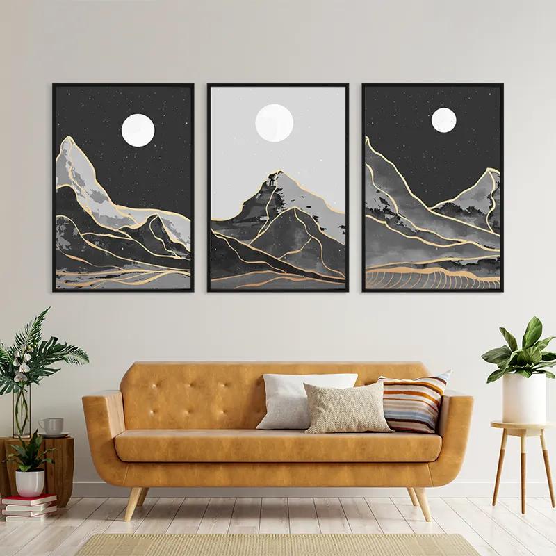 Mehrteiliges Leinwandbild Grey Moon Mountain mockup 4
