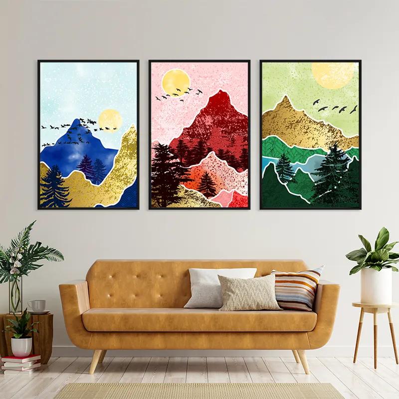 Mehrteiliges Leinwandbild Mountainirds Set mockup 4