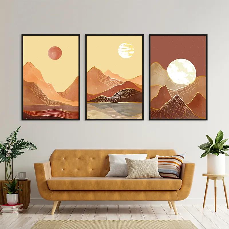 Mehrteiliges Leinwandbild Orange Mountain Set mockup 4