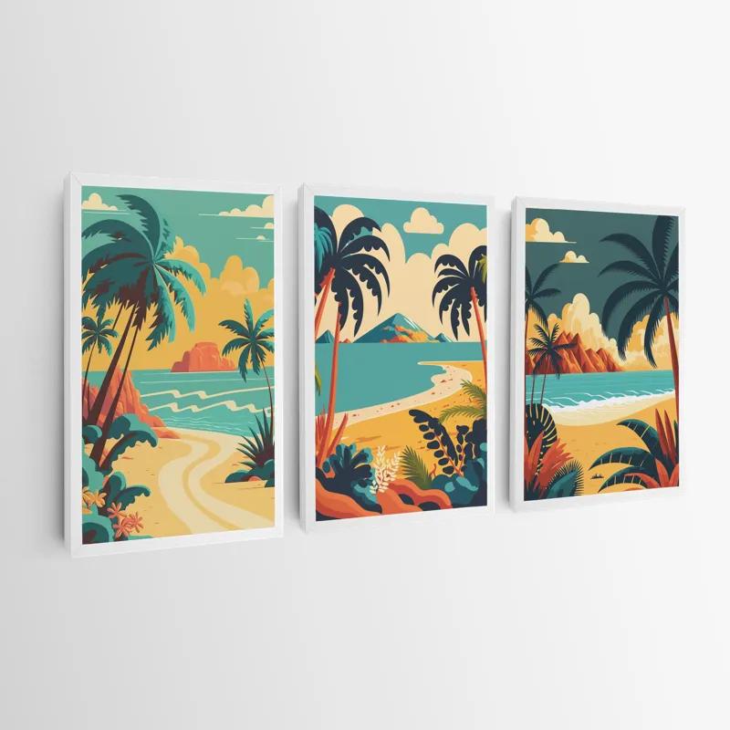 Mehrteiliges Leinwandbild Beach Palm mockup 0