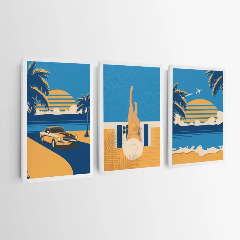 Mehrteiliges Leinwandbild Summer Retro Set mockup 0