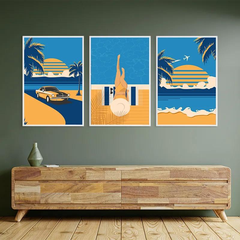 Mehrteiliges Leinwandbild Summer Retro Set mockup 2