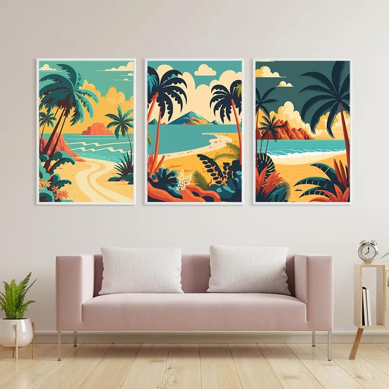 Mehrteiliges Leinwandbild Beach Palm mockup 3