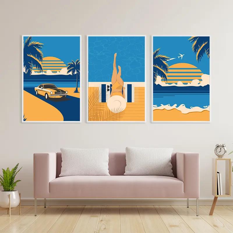 Mehrteiliges Leinwandbild Summer Retro Set mockup 3