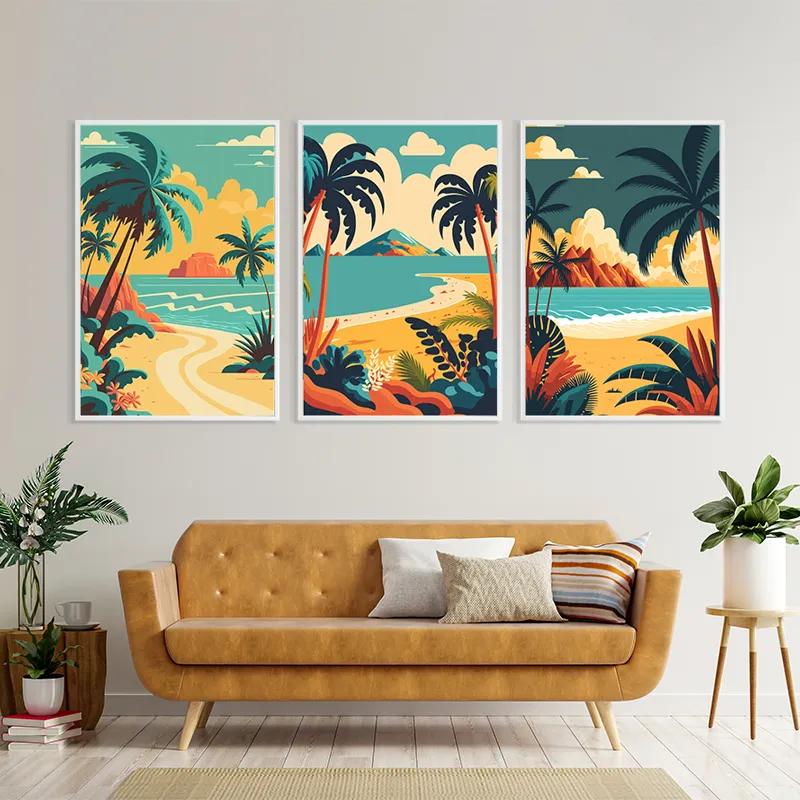 Mehrteiliges Leinwandbild Beach Palm mockup 4
