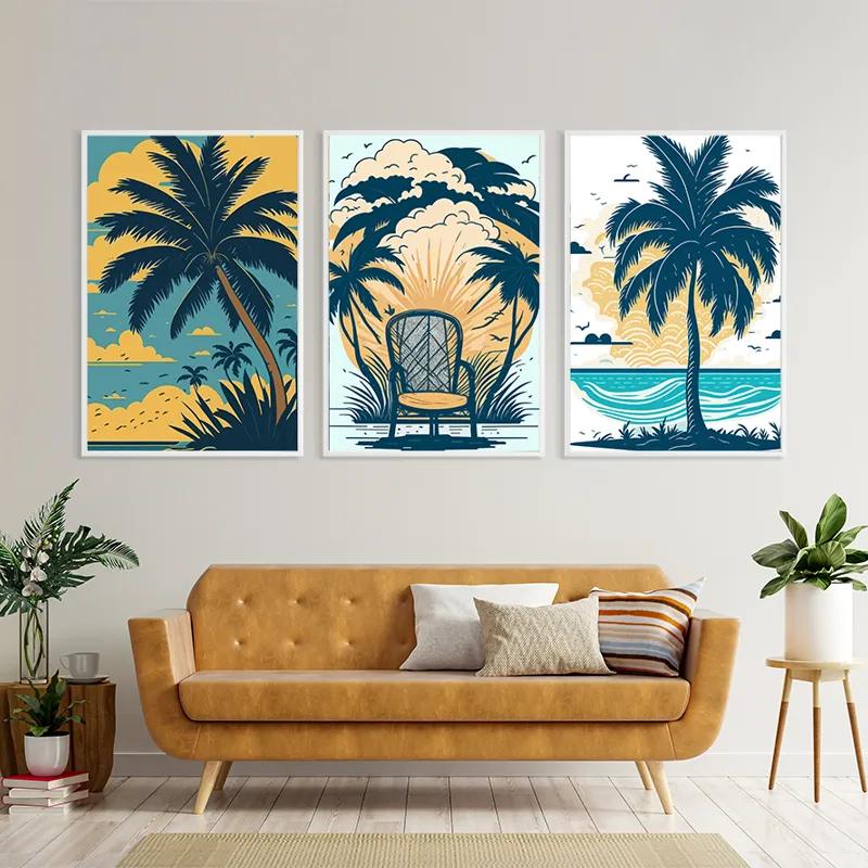 Mehrteiliges Leinwandbild Palm Tree Set mockup 4