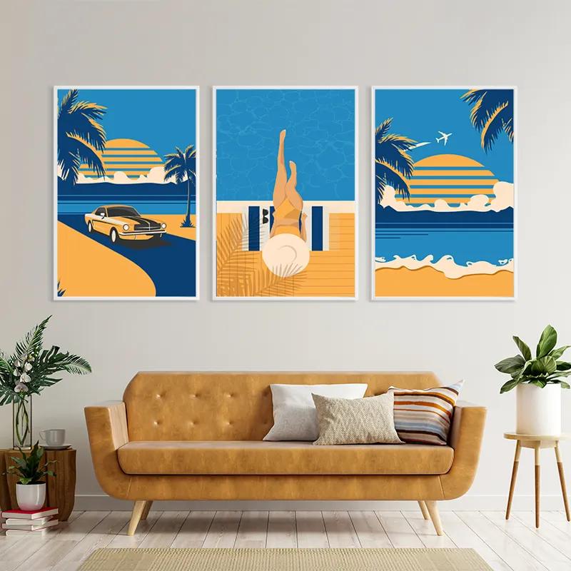 Mehrteiliges Leinwandbild Summer Retro Set mockup 4