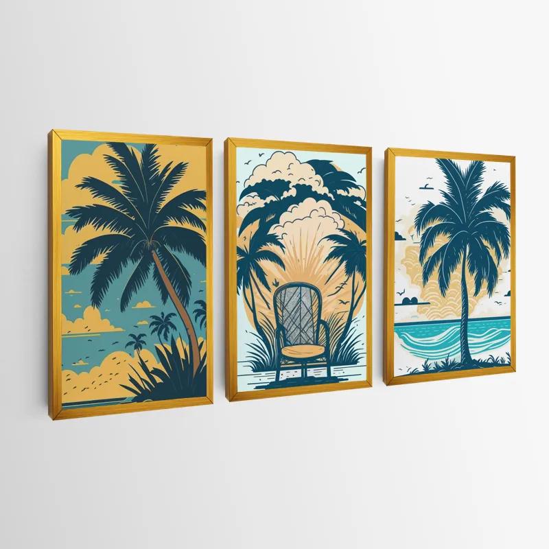 Mehrteiliges Leinwandbild Palm Tree Set mockup 0