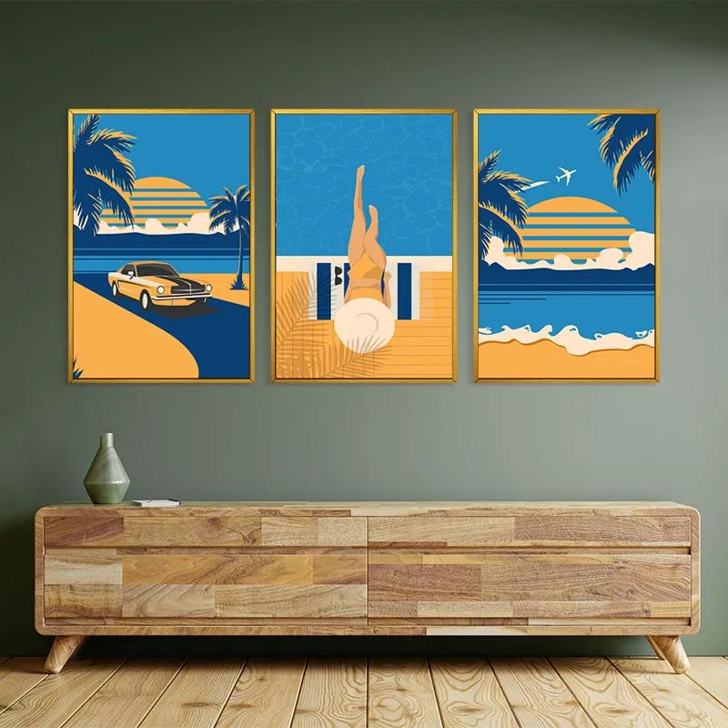 Mehrteiliges Leinwandbild Summer Retro Set mockup 2