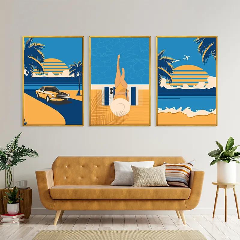 Mehrteiliges Leinwandbild Summer Retro Set mockup 4