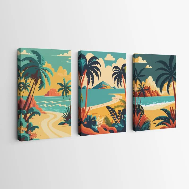 Mehrteiliges Leinwandbild Beach Palm mockup 0